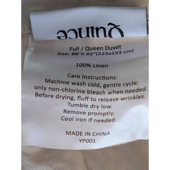 Quince European 100% Linen Duvet Cover 3PC Set SAND Full/Queen - Picture 5 of 7